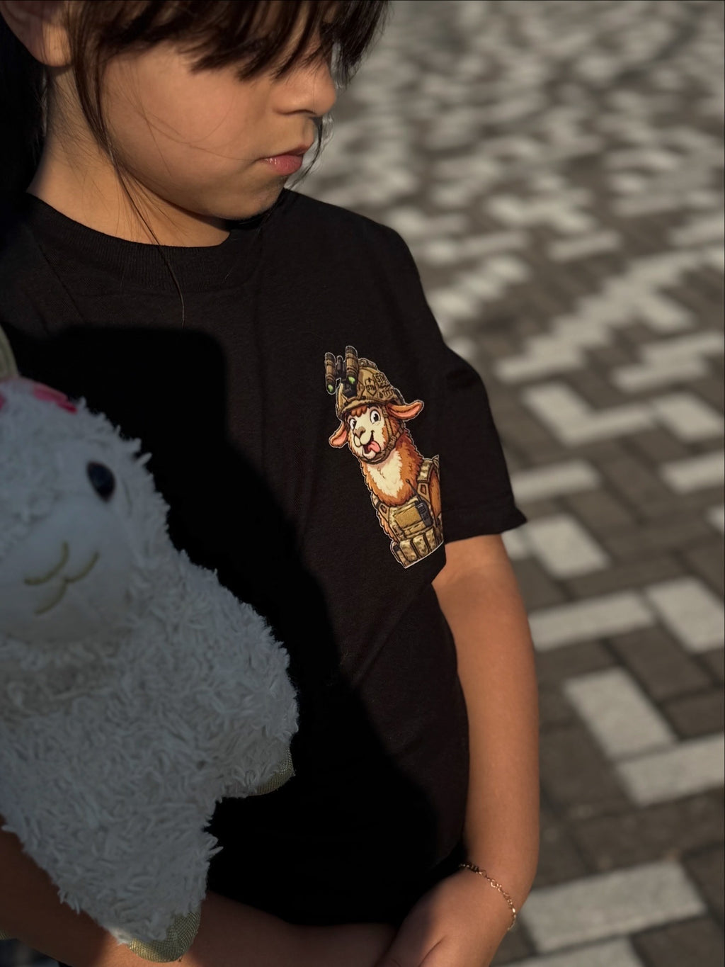 Kid tactical llama shirt