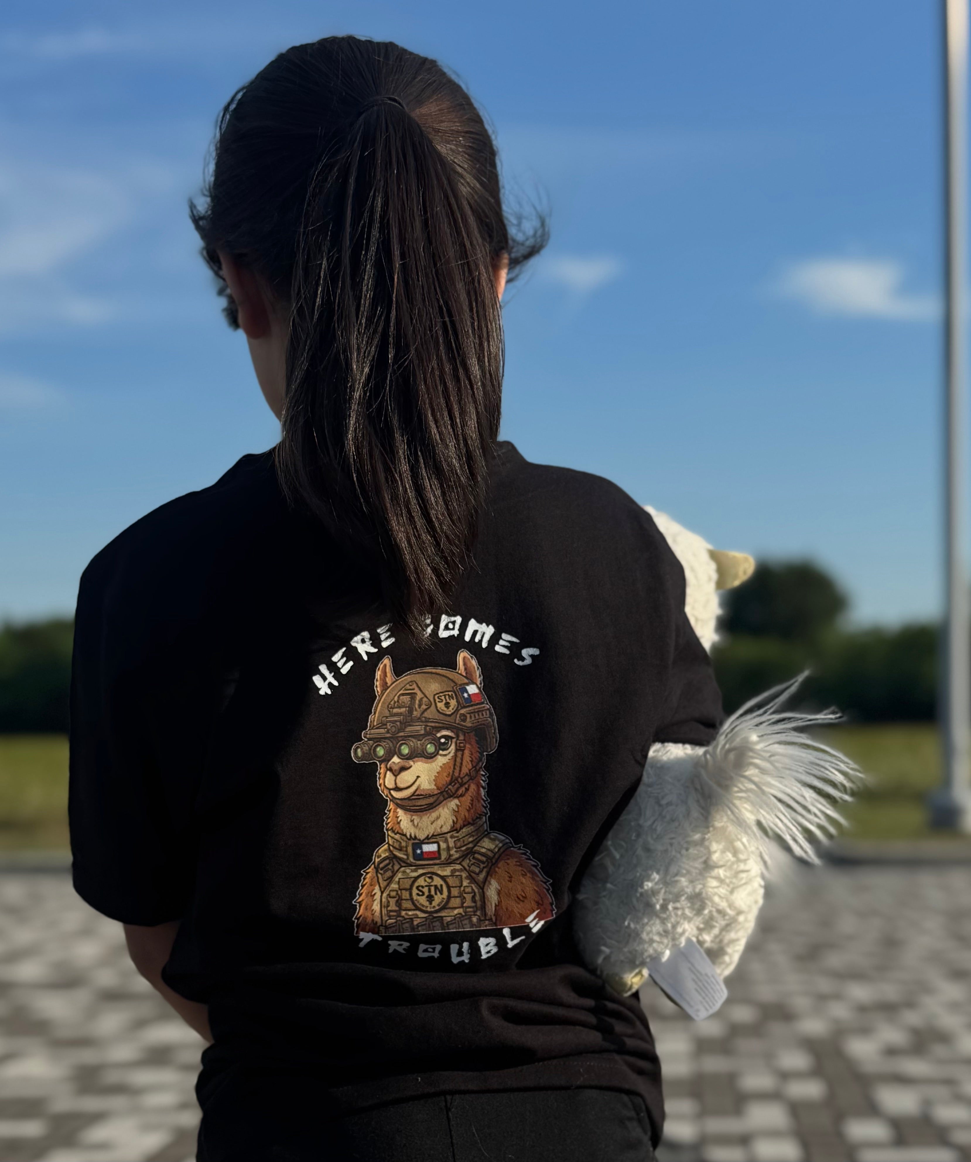 Kid tactical llama shirt
